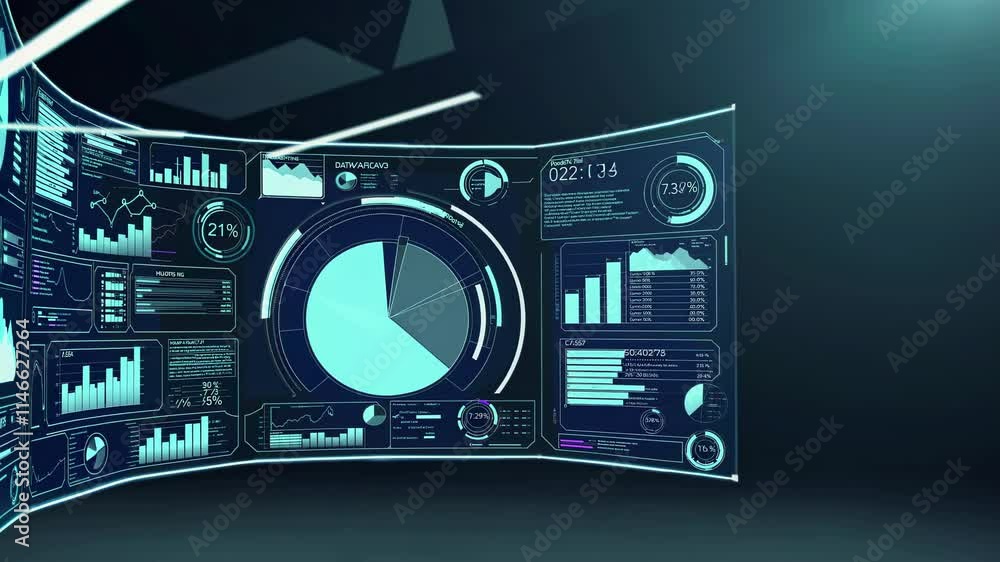Poster advanced data visualization technology showcases dynamic analytics in a modern setting