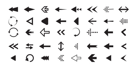 Arrows set of 100 black icons. Arrow icon. Arrow vector collection. Arrow. Cursor. Modern simple arrows. Vector illustration.