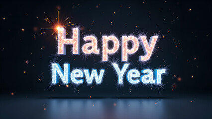 Happy New Year Celebration with Sparkle Fireworks. Concept of beginning, new year, and celebration.