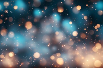 A blurred background featuring soft bokeh lights in blue and orange hues, creating a dreamy effect.