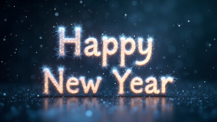 Happy New Year Celebration with Sparkle Fireworks. Concept of beginning, new year, and celebration.