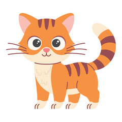 Cute cat, domestic pet, vector illustration on white background