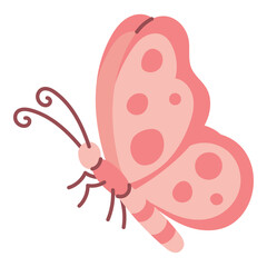 Cute hand drawn butterfly on white background