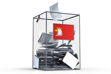 Warmia-Masuria - ballot box with flag isolated on white background - 3D illustration