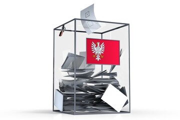 Masovia - ballot box with flag isolated on white background - 3D illustration