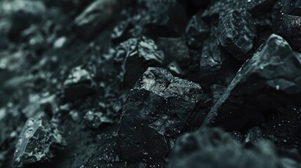 Obraz premium Close-Up of Wet Coal Rocks in Natural Setting