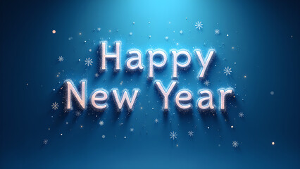 Happy New Year greeting with snowflakes. Concept of celebration and new beginnings.