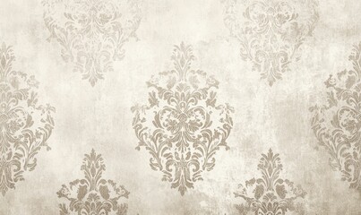 Obraz premium Beige background, ornate floral damask pattern.