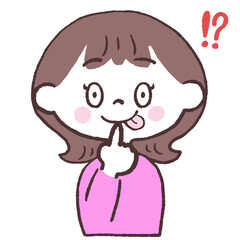 味見でハッとする女性正面イラスト