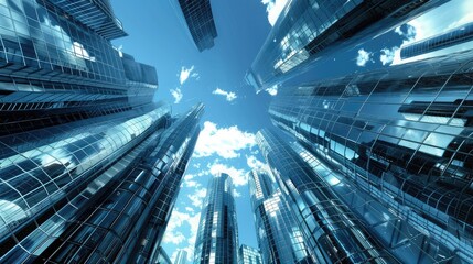 Modern Glass Skyscrapers Reaching Skyward