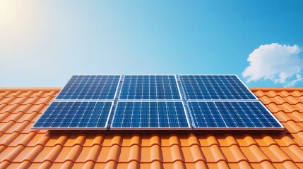 Fototapeta premium A home with solar panels on its rooftop, embodying the principle of sustainable and clean energy.