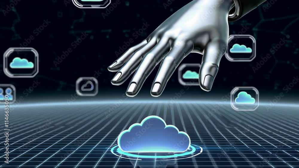 Poster exploring the future of technology with artificial intelligence and cloud data management