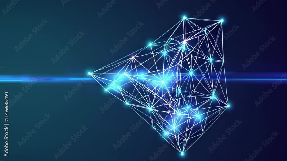 Poster explore the innovative connection of technology and data visualization through dynamic geometric pat