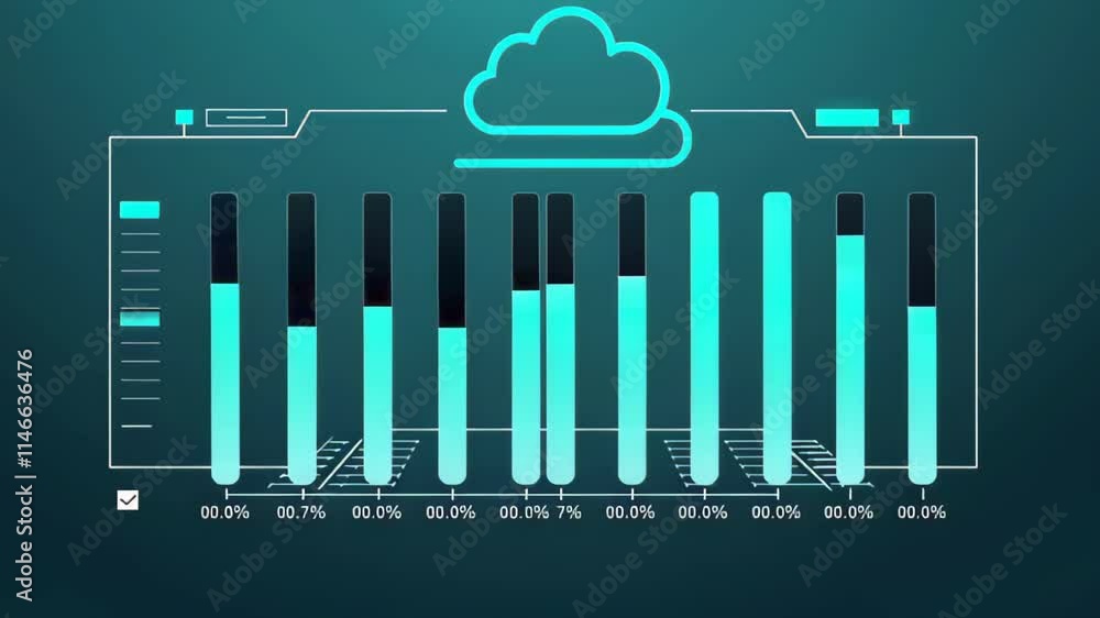 Poster visual representation of data analysis trends and cloud usage in a modern digital environment