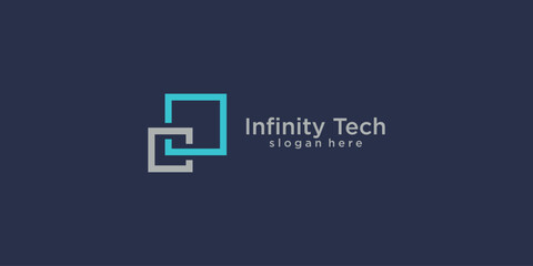 Infinity tech logo design with modern concept premium vector
