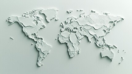 Embossed world map, textured relief, global.