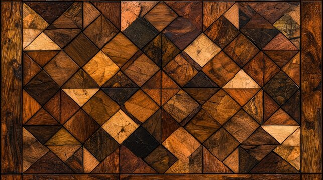 Geometric wood parquet floor pattern.
