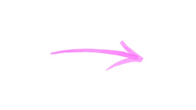 Hand-drawn marker Arrows animation on a transparent background, Hand-drawn arrow graphic animation. Alpha channel