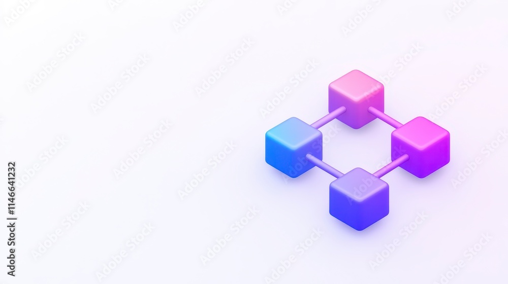 Poster a modern, digital representation of interconnected blocks, symbolizing networks or data structures i