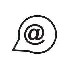 Print Mention icon. Mention, comment, message, Tag, Reference, social media, text, email, mail, etc. mention icon vector illustration 