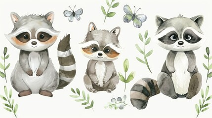 Fototapeta premium cute raccoons 