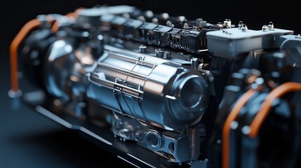 Obraz premium A sleek automotive engine showcasing cutting-edge technology for electric vehicles.