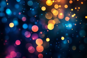 Colorful blurred lights, dark background.