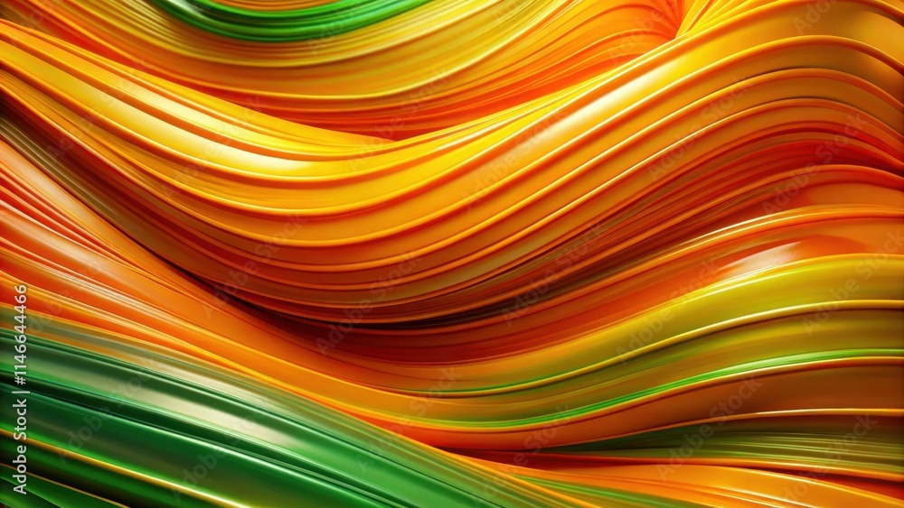Poster abstract waves of green and orange fluid swirling together in a vivid and dynamic pattern