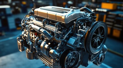 Fototapeta premium A supercharged automotive engine designed with the latest in performance technology.