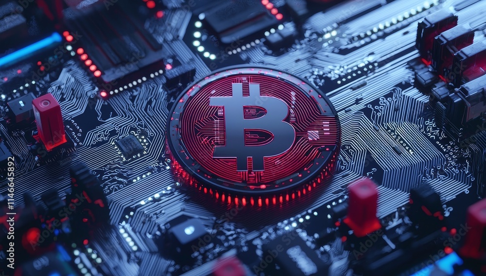 Poster the bitcoin block reward hologram image reflects a halving event, reducing the reward by 50%, emphas