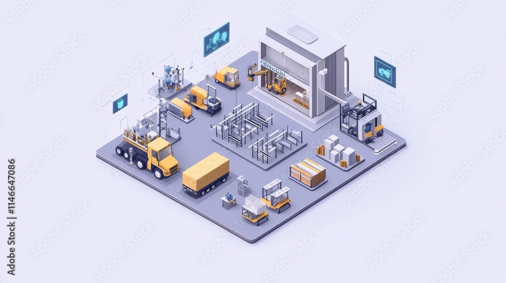 Poster iot and automation software concept as an innovation, improving productivity in technology and busin