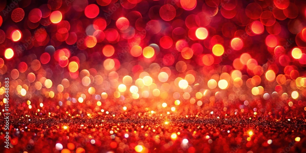Poster a festive background of red glitter with bokeh lights, creating a warm and celebratory atmosphere.