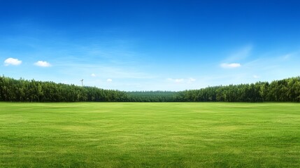 Fototapeta premium Serene Green Meadow Under a Summer Sky