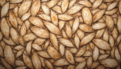 Hand-drawn overlapping leaf pattern with warm earthy tones
