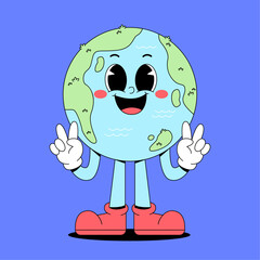 Retro cartoon earth mascot