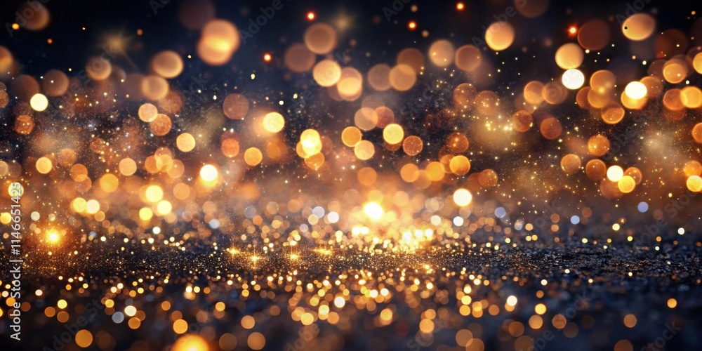 Poster Abstract Background with Sparkling Golden Bokeh and Glittering Texture