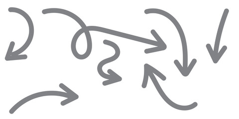 Hand drawn vector arrows doodle set on white background. design element vector illustration.