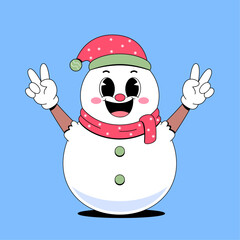 Retro cartoon snowman