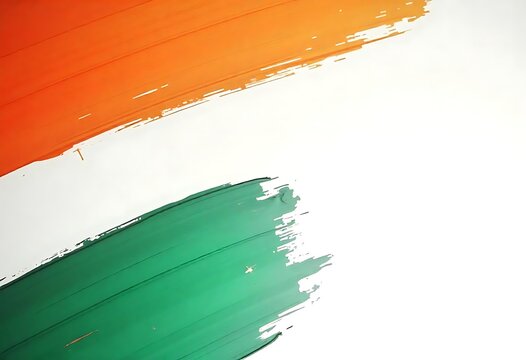 Tri Color Indian Flag Color Background,India flag glowing bright and colour full Painted grunge flag, brush strokes. Isolated on black background.