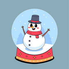 Cute snowman in christmas globe