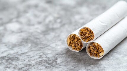 Close-up of three cigarettes showing tobacco.