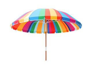 Obraz premium Colorful Beach Umbrella with Stripes on Transparent Background
