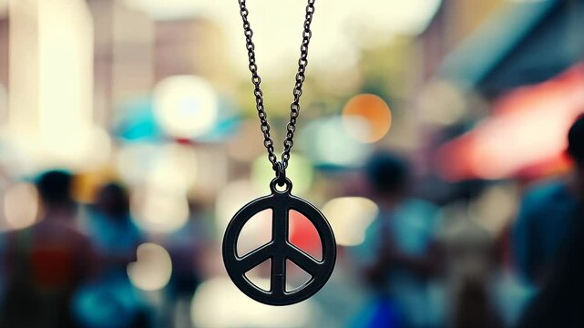 Peace Symbol Necklace in Urban Background