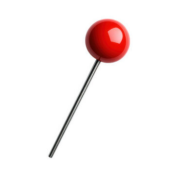 A single red spherical head push pin on black background