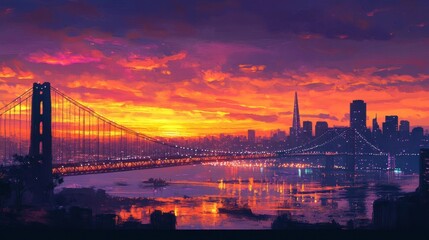 san francisco golden gate bridge sunset cityscape © Sirirat