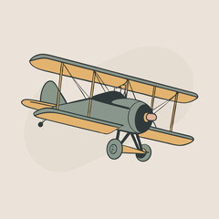 a black and red illustration of an old biplane.