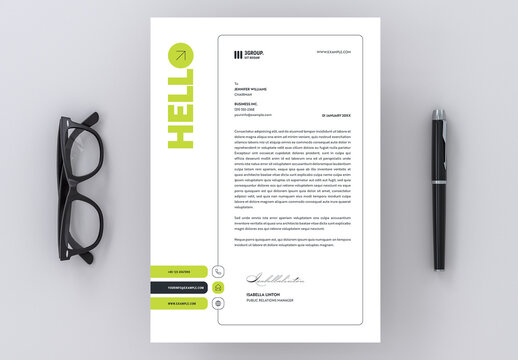 Letterhead Layout with Green Accents