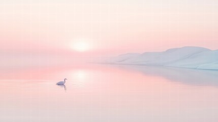serene pink sunrise with lone bird