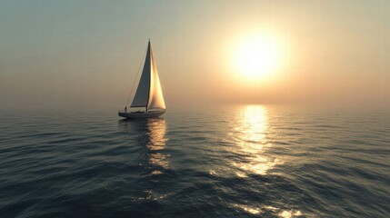 Fototapeta premium sailboat at sunset on calm ocean