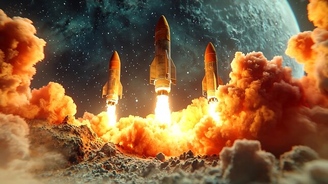 Rockets Defying a Hazardous Planet's Gravity and Toxic Fumes in Explosive Space